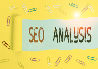 Handwriting text Seo Analysis. Conceptual photo tool helps showing to study on how to improve a...