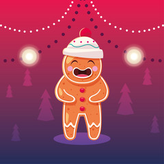 christmas card of gingerbread man