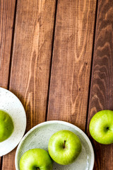green apples for healthy dessert on white background top view mockup