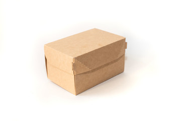 Delivery, moving and recycling concept. Cardboard box isolated on white background side view. mock up