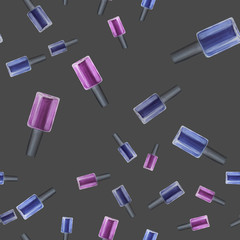 Obraz premium Watercolor seamless pattern with nail polish and tools. Hand drawn illustration.