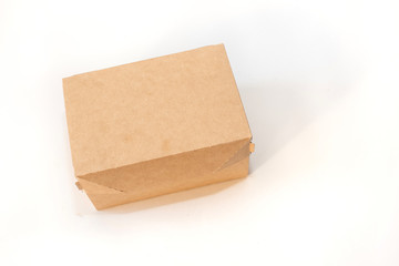 Delivery, moving and recycling concept. Cardboard box isolated on white background top view