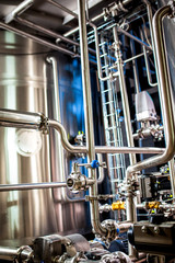 Large industrial pipes in a thermal power plant