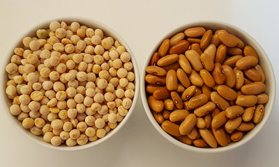  Bowl with dried peas and beans. High-protein food. A storehouse of vitamins and minerals.