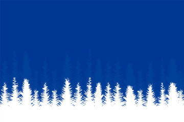 Winter blue background with snow trees. Vector