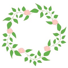 This is a frame with branches and green leaves. Could be used for flyers, postcard, banners, wedding decorations.