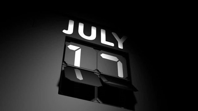 July 12 date. digital calendar change to July 12 animation