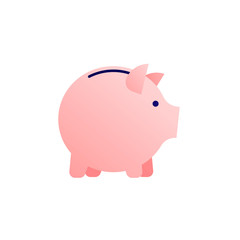 Vector flat piggybank money save illustration. FGradient pink pig isolated on white background. Concept of banking, income deposite, pension. Design element for business banner, poster, infographic