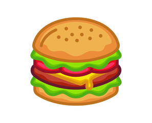 Simple Modern Burger Illustration - Vector