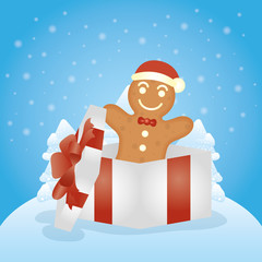 merry christmas card with ginger cookie