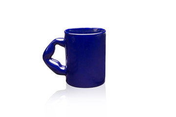 blue mug for a desk