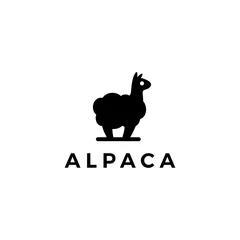 Fotobehang alpaca llama logo vector icon illustration © gaga vastard