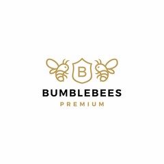 bumble bee coat of arms logo vector icon illustration
