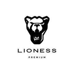 roaring lioness head logo vector icon illustration