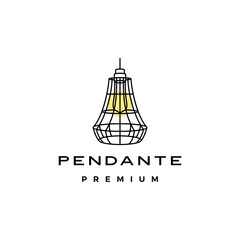 industrial pendant hanging light interior logo vector icon illustration