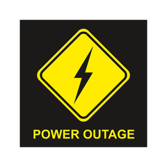 Power outage sign on black background. Power outage icon. 