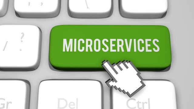 Microservices keyboard key concept animation