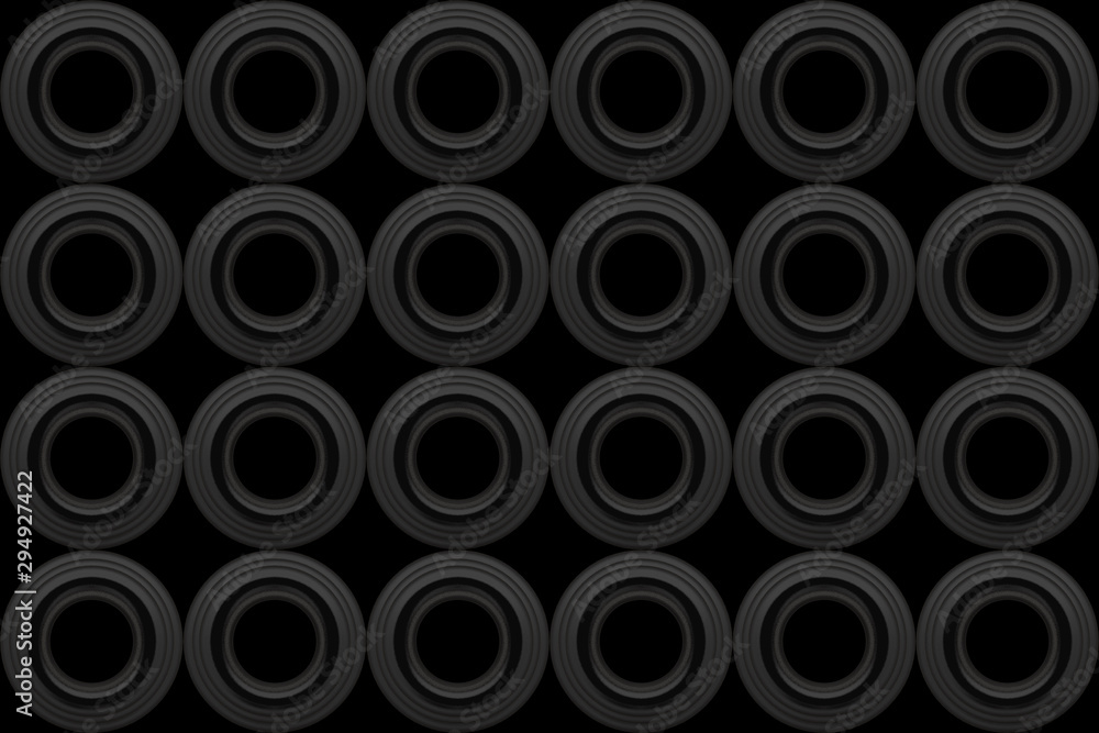 Aufkleber 3d rendering. modern seamless black circular shape pattern wall design background.
