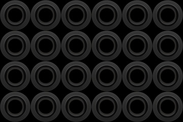 Naklejka premium 3d rendering. modern seamless black circular shape pattern wall design background.
