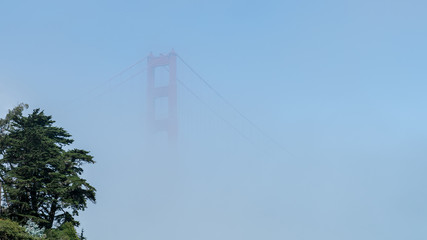 San Francisco Golden Gate Bridge in fog