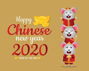 Happy Chinese new year 2020 year of the rat zodiac. Vector illustration