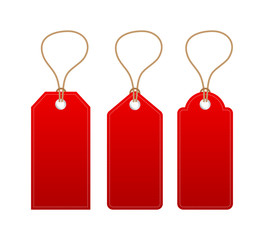 Set of various blank white paper tags, labels, stickers. Isolated vector elements, flat design. Vector illustration.