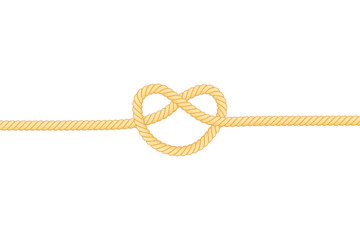 Knot of rope on a white background. Vector illustration.