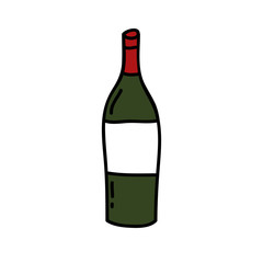 bottle of wine doodle icon, vector illustration