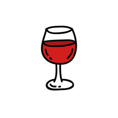 glass of wine doodle icon, vector illustration