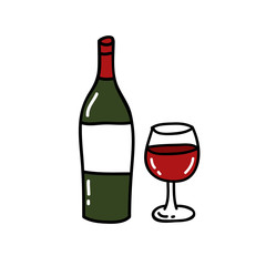 wine doodle icon, vector illustration