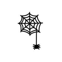 spider with web doodle icon, vector illustration