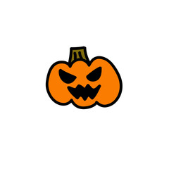 halloween pumpkin doodle icon, vector illustration