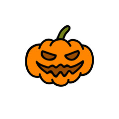 halloween pumpkin doodle icon, vector illustration