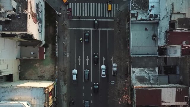  Aerial view of cars accelerating and running - Buenos Aires - Drone
