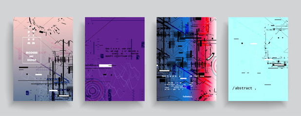 Set of abstract geometric shapes in brochure design. Vector design business cards