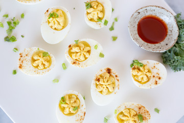 Deviled Eggs on White Background