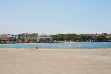 empty sea port large hooks mooring ship