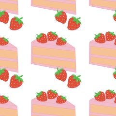 This is seamless pattern of cake with berry on white background.
