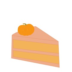 This is pie with pumpkin on white background.