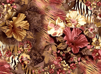 The beautiful of art fabric vintage flower Batik Pattern