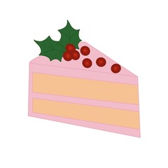 This is cake with berry on white background.
