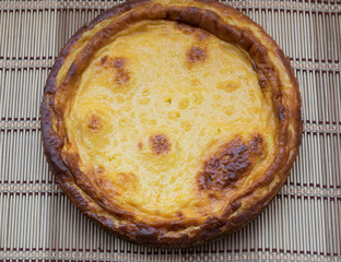 Top view of a cheesecake