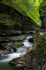 Waterfall Cascades Through Buttermilk Falls State Park, Ithaca, New York, United States of America