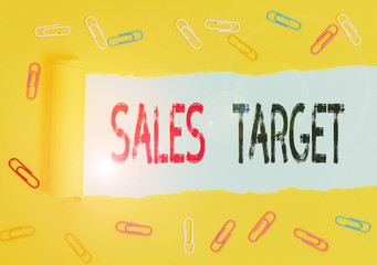 Handwriting text Sales Target. Conceptual photo specified amount of sales that a analysisagement sets for achieving