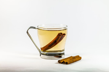 Natural cinnamon tea in cup