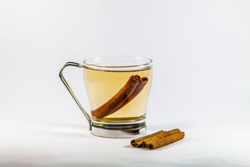 Natural cinnamon tea in cup