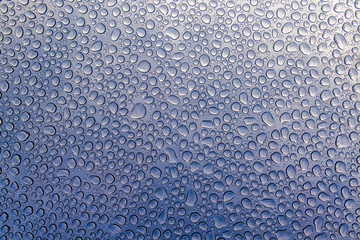 Blue Water Droplet On Glass Texture Background