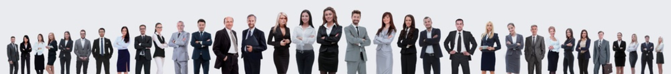 panoramic photo of a group of confident business people.