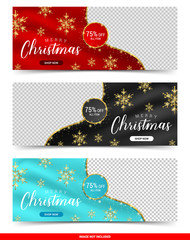 Fototapeta na wymiar Christmas sale web banners design template set, vector illustration