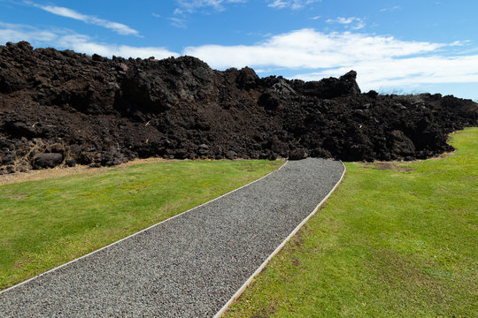 Summer 2018 Lava Flow Covers A Walking Trail At Isaac Hale Beach Park, Pohoiki, Big Island Of Hawaii, USA